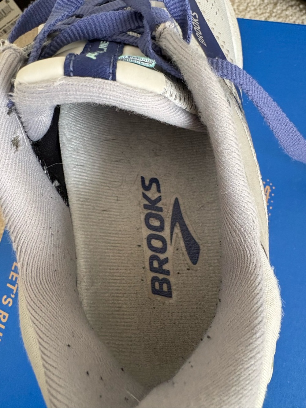 Brooks Light Gray Running Shoes with Navy Laces - Picture 5 of 5